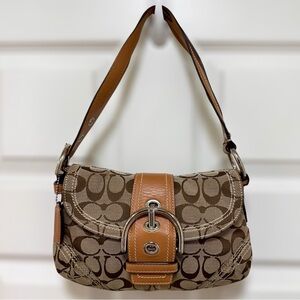 Coach Soho Buckle Flap Signature Canvas Leather Shoulder Bag Vintage Y2K